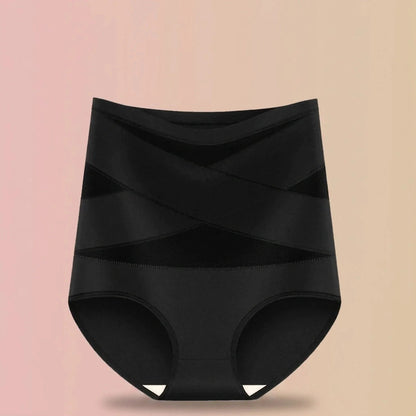 Faja panty posparto Navelyaa color negro, de tiro alto con bandas cruzadas