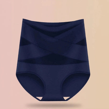 Faja panty posparto Navelyaa color azul marino, de tiro alto con bandas cruzadas
