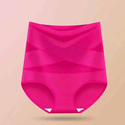 Faja panty posparto Navelyaa color rosa fucsia, de tiro alto con bandas cruzadas