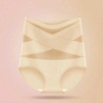 Faja panty posparto Navelyaa color nude, de tiro alto con bandas cruzadas